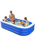 Inflatable Family Swimming Pool, 120" x 72" x 22" Oversized Backyard Pool