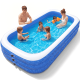 Inflatable Family Swimming Pool, 120" x 72" x 22" Oversized Backyard Pool