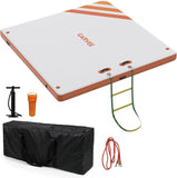 5 x 6 FT Inflatable Floating Platform Dock with Ladder & Non-Slip Surface