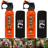 2-Pack 7.9 oz. UDAP Pepper Power Bear Deterrent Spray with Holsters, Up to 40 ft. Range, Safety Orange