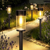 UME 10 Pack Solar Stainless Steel Pathway Lights – 21 in. Warm White Landscape Lights