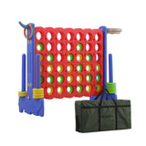 3-in-1 Giant 4-in-a-Row Game with Basketball Hoop, Ring Toss and Carrying Bag, Red and Blue