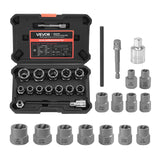 VEVOR 16-Piece Bolt Extractor Kit – Cr-Mo Impact Bolt & Nut Remover Set for Stripped, Rounded, Rusted & Damaged Fasteners