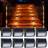 12 Pack Solar Powered Outdoor LED Stair & Fence Lights – Warm White Wall Mount Solar Deck Lights