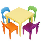 5-Piece 20" ZENY Kids Plastic Activity Table and 4 Chairs Set – Multicolor, Lightweight & Easy to Clean