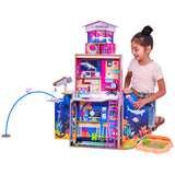KidKraft 2-in-1 Beach & Rescue Center – 3-Level Wooden Playset with Moldable Sand & 50 Accessories