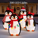 Best Choice Products 4-Piece Lighted 3FT Pop-Up Penguin Family Christmas Decoration