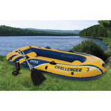 Intex Challenger 3 Inflatable Boat Set with Motor Mount Kit, Oars & High-Output Pump