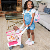 Hopscotch Lane Kids’ Play Shopping Cart – 8 Groceries, Tote Bag & Baby Doll Seat