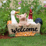 Mainstays Welcome Farm Animals Garden Statue, High-Density Resin & Cement Outdoor Décor