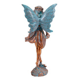 10" Dancing Fairy Garden Statue, Hand-Painted Bronze-Look Resin Outdoor Fairy Sculpture