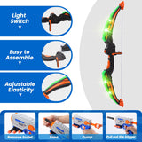 2-Pack LED Light-Up Kids’ Bow and Arrow Set with Standing Target, Foam-Dart Blasters, Suction-Cup Arrows and Quivers