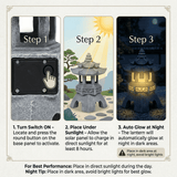 Japanese Solar Pagoda Lantern Garden Statue, Resin Zen Temple Light