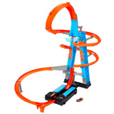 Hot Wheels Sky Crash Tower Motorized Track Set – 20+ Car Storage, Folding Design