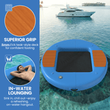 Danrelax 8 FT Inflatable Floating Dock with Mesh Swim Net – Round Floating Platform