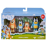 Bluey Family Figure 4-Pack – Bluey, Bingo, Mum Chilli & Dad Bandit Poseable Toy Figures