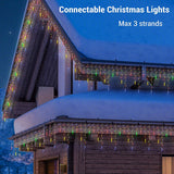11.5 ft Christmas Icicle String Lights with 96 LEDs, 16 Drops and 8 Lighting Modes