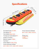 VEVOR 3 Person Towable Tube for Boating, Hot Dog Water Tube