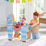 50-Block KidKraft Llama Piñata Wooden Building Brick Activity Table – Reversible Top & Storage