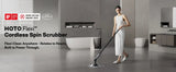 HOTO Flexi Cordless Spin Scrubber with Extension Rod, 8 Brush Heads, IPX7 Waterproof, 110-Min Runtime