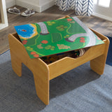 225-Piece KidKraft Reversible Wooden Activity Table – Building Brick Board, Train Set & Storage