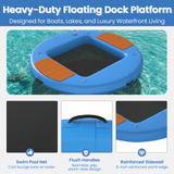 Danrelax 8 FT Inflatable Floating Dock with Mesh Swim Net – Round Floating Platform