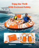 VEVOR 2-Person Towable Tube for Boating with 2 Cockpits, 840D Nylon Cover & Padded Handles