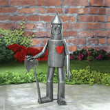 30.5" Tin Woodsman Metal Garden Statue, Iron Outdoor Sculpture with Red Heart