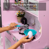 31.5" Best Choice Products Wooden Play Kitchen – 11 Accessories, Ice Dispenser & Chalkboard