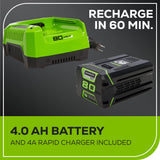 Greenworks 80V 18-Inch Cordless Chainsaw Kit – Battery Powered Chainsaw with 4Ah Battery, Charger, Case &amp; Extra Chains