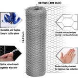 Galvanized Chicken Wire 16.9" x 40ft, Hexagonal Hardware Cloth Mesh Kit