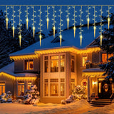 11.5 ft Christmas Icicle String Lights with 96 LEDs, 16 Drops and 8 Lighting Modes