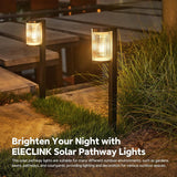 8 Pack Solar Pathway Lights, Stripe-transparent Shade & Tungsten-filament Landscape Lights