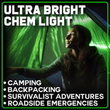 25-Pack 6" Party Sticks Green Emergency Glow Sticks, 12-Hour Chemical Lights