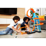 Hot Wheels Sky Crash Tower Motorized Track Set – 20+ Car Storage, Folding Design