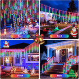 Solar Meteor Shower Icicle Lights, 8 Tubes, 192 LEDs, 11.8" Solar Falling Rain Lights