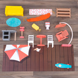 KidKraft Ferris Wheel Fun Beach House Wooden Dollhouse – 360° Two-Sided Play & 19 Accessories