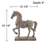 15.25" Rustic Horse Statue, Antique Weathered Resin Tabletop Sculpture