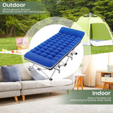75" x 28" Folding Camping Cot with 2 Sided Comfort Mattress, Double Layer Oxford Fabric Folding Bed