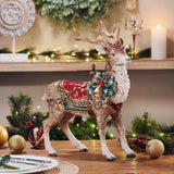 Fitz & Floyd 17.75" Noel Holiday Grand Deer, Ceramic Christmas Reindeer Figurine