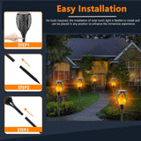 CATGOOD 12 Pack Solar Flickering Flame Torch Lights – Waterproof LED Tiki Lights