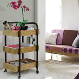 Oceanstar Portable Storage Cart with 3 Easy Removable Bamboo Trays