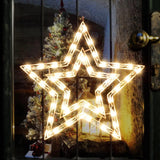 14" Lighted Star Christmas Window Silhouette Decoration with 50 Clear Lights