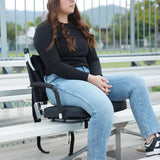 SitBax Padded Bleacher Seat with 360° Swivel, Reclining Backrest, Head Pillow & Backpack Straps – Portable Stadium Chair for Bleachers, Sports Events & Outdoor Seating