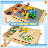 Costway Kids’ Multi-Activity Play Table – Reversible Block Surface, Study Desk, Storage & Paper Roll
