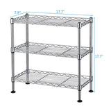 3-Tier Metal Spice Storage Rack – 18" × 8" × 18" Adjustable Wire Kitchen Shelving Unit