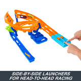 2-Car Hot Wheels Whip Around Raceway – Side-by-Side Track, Gap Jump & Foldable Storage