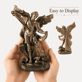 7.48" Saint Michael Archangel Statue, Hand-Painted Resin Catholic Guardian Angel Figurine
