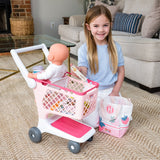 Hopscotch Lane Kids’ Play Shopping Cart – 8 Groceries, Tote Bag & Baby Doll Seat