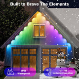 148 ft Permanent Outdoor Lights, 54 LED RGB Eave Lights with Bluetooth, Remote and Music Sync